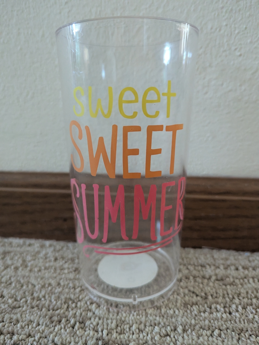 Target Clear Glass Tumbler with Yellow, Orange, Pink 'Sweet Summer' Text